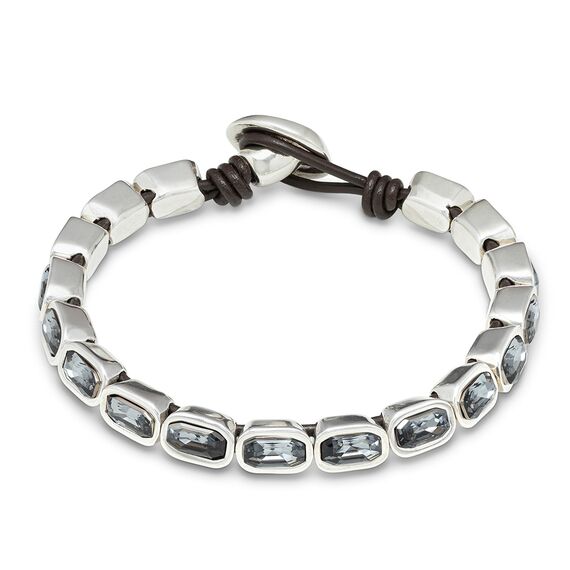 Серебряный браслет женский с кристаллами Swarovski темно-серого цвета UNOde50 Asceplius