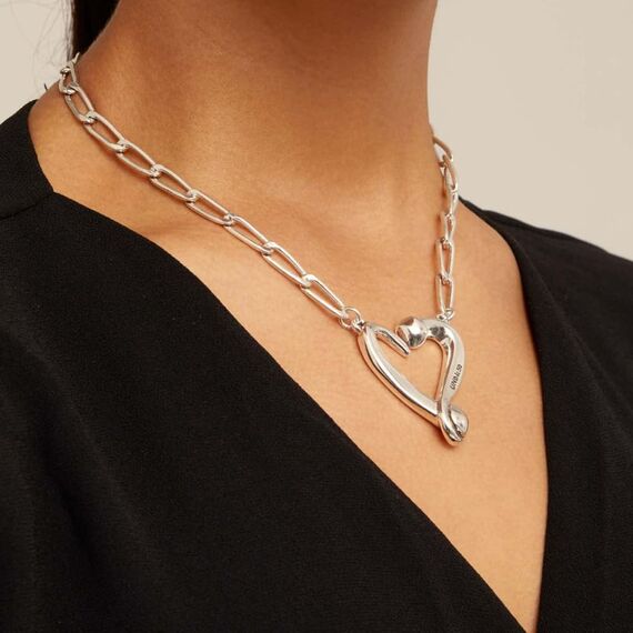 Серебряная цепочка женская с подвеской Сердце UNOde50 One Love, изображение 3