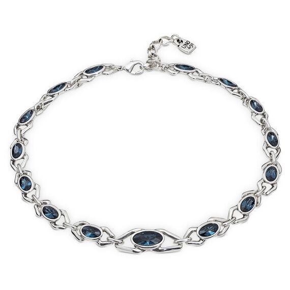 Серебряное колье женское с темно-синими кристаллами Сваровски UNOde50 Madame