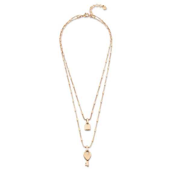 Многослойное ожерелье женское c золотом Ключ и замок UNOde50 Unlock