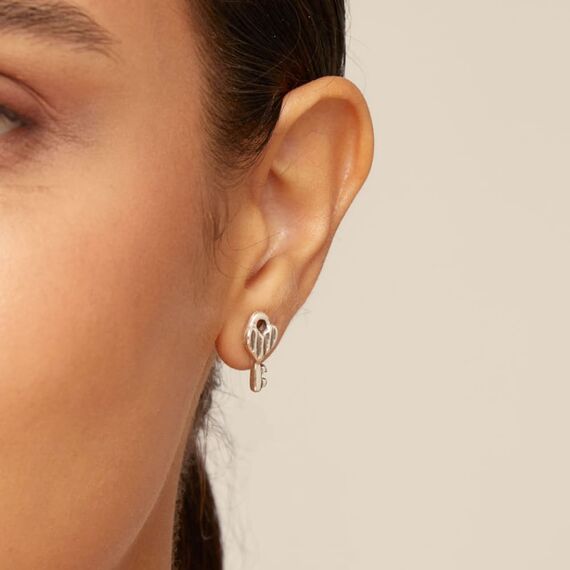 Серебряные серьги женские Ключ и замок UNOde50 Unlock, изображение 2