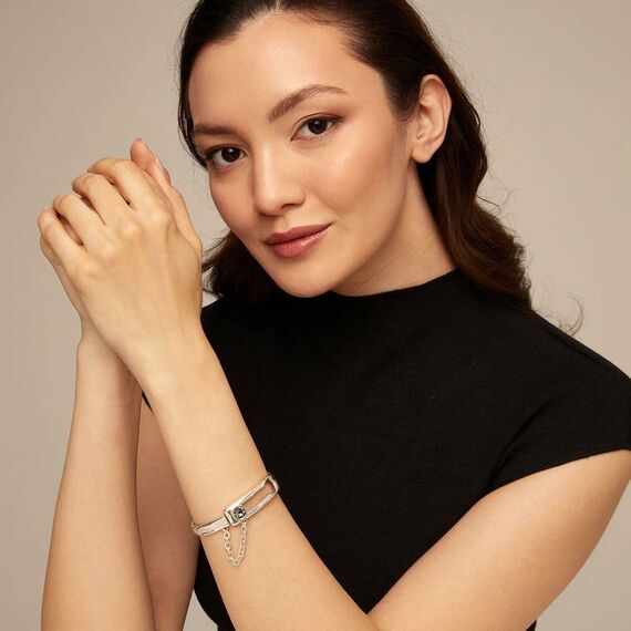 Серебряный браслет женский с кристаллом Сваровски UNOde50 On my own, изображение 5