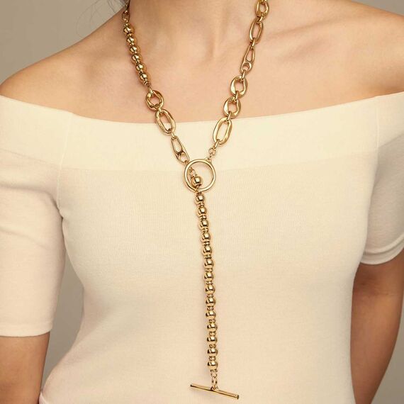 Золотое колье женское с комбинированными звеньями UNOde50 Yolo, изображение 6