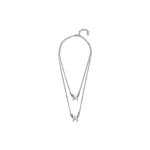 Серебряное колье женское из двух цепочек разной длины с бабочками UNOde50 Doublefly