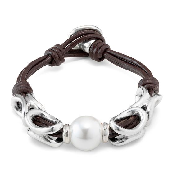 Кожаный браслет с серебром и жемчугом UNOde50 Legend, Размер (мм): 165