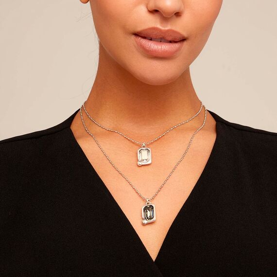 Серебряное колье двойное с кристаллами Сваровски UNOde50 Marvellous, изображение 5