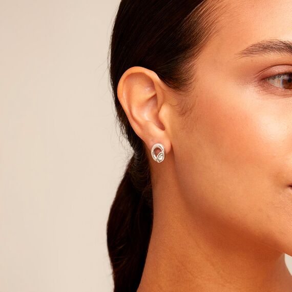 Серебряные серьги женские с кристаллами Сваровски UNOde50 Details, изображение 4