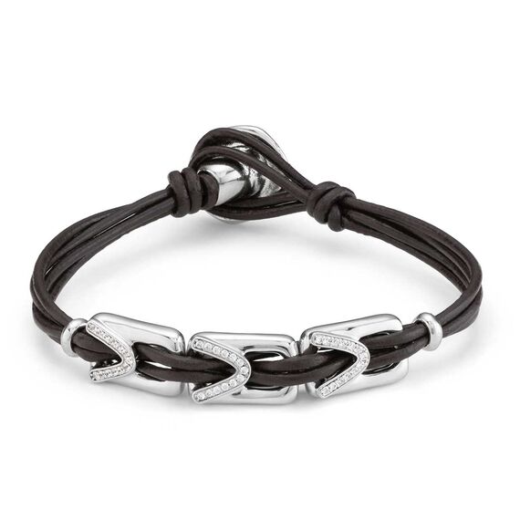 Кожаный браслет женский с топазами и серебряными деталями UNOde50 Daring Topaz