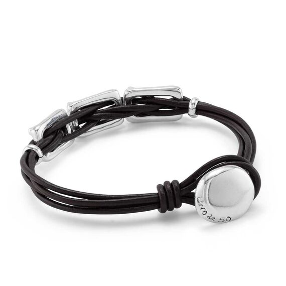 Кожаный браслет на руку женский с серебряными деталями UNOde50 Daring, Размер (мм): 155, изображение 2