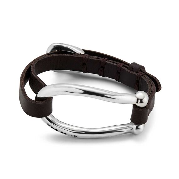 Кожаный браслет женский с серебром UNOde50 Bruh, Размер (мм): 165