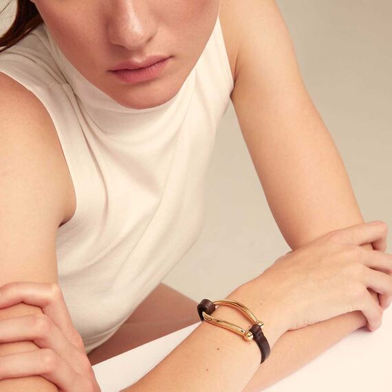 Кожаный браслет женский с золотом UNOde50 Bruh, изображение 4