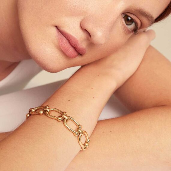 Золотой браслет женский с крупными звеньями UNOde50 Serotonin, изображение 4