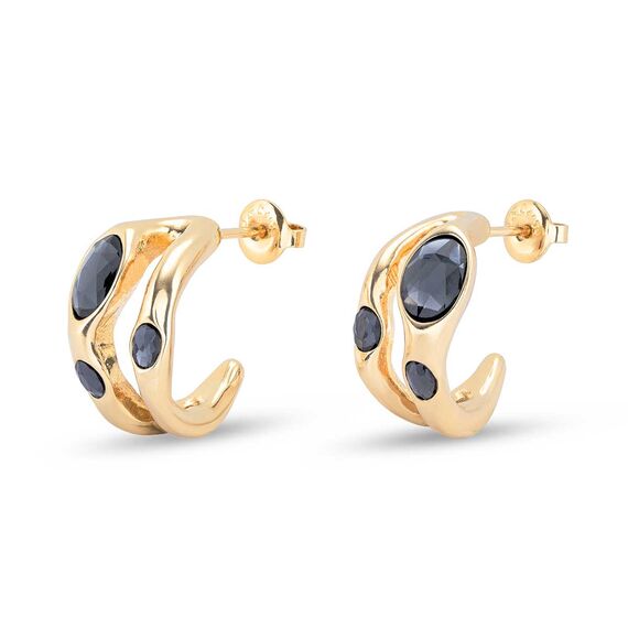 Золотые серьги женские с кристаллами Сваровски UNOde50 Sunshine, изображение 2