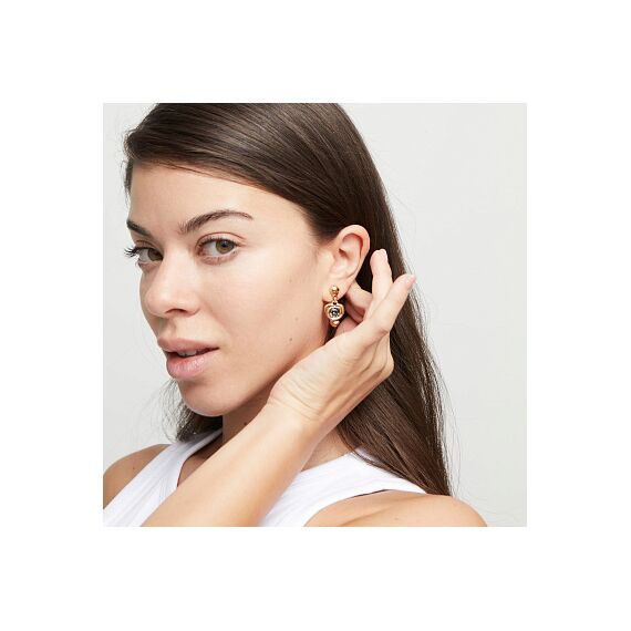 Золотые серьги женские с кристаллом Сваровски UNOde50 Ser Expresiva, изображение 4