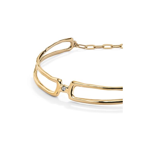 Золотое ожерелье женское двойное с топазом UNOde50 Ser Indomable, изображение 3