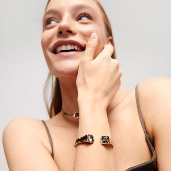 Золотой браслет жесткий с кристаллами Сваровски UNOde50 Ser Sin Complejos, Размер (мм): 155, изображение 4