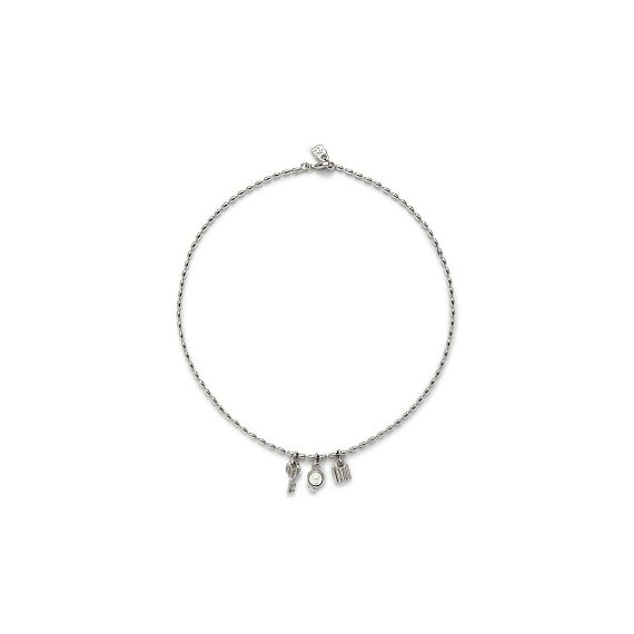 Женское ожерелье серебряное цепочка с подвесками и жемчугом UNOde50 Ser Unico