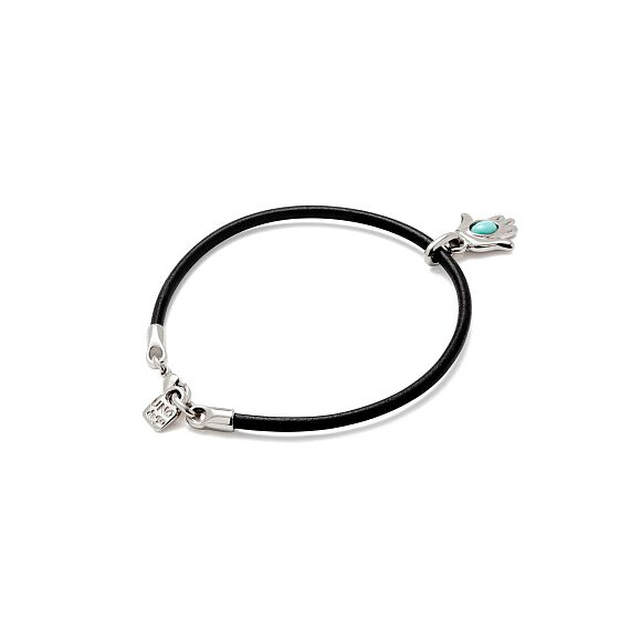 Кожаный браслет женский с серебряной подвеской и бирюзой UNOde50 Ser Unico, изображение 2