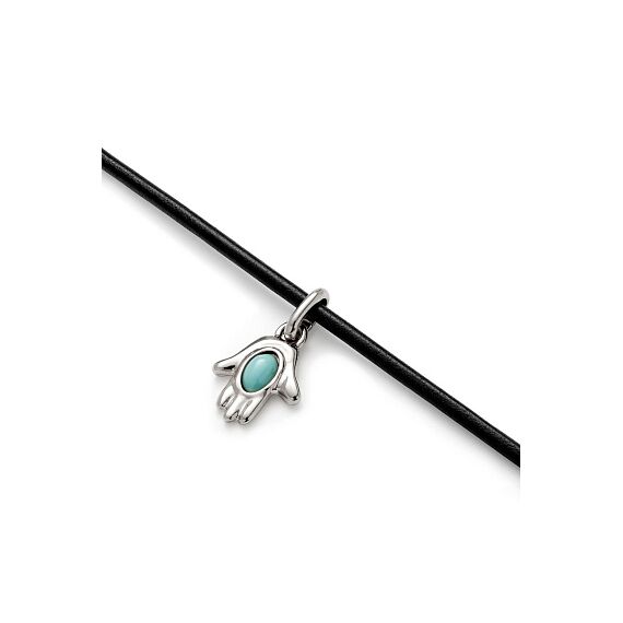 Кожаный браслет женский с серебряной подвеской и бирюзой UNOde50 Ser Unico, изображение 3