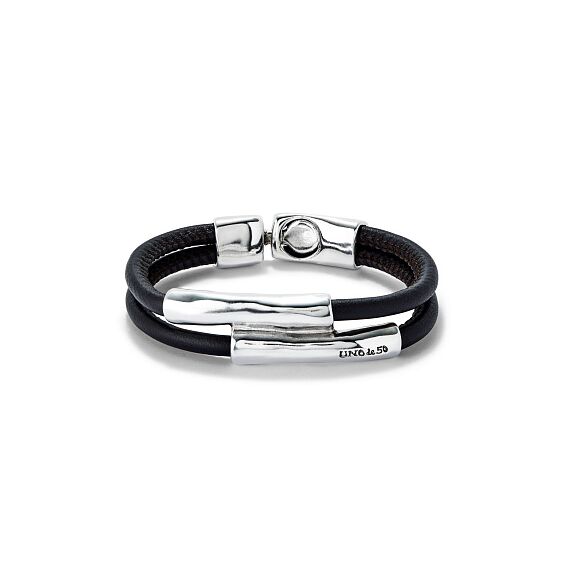 Кожаный браслет с серебром UNOde50 Ser Natural, Размер (мм): 195
