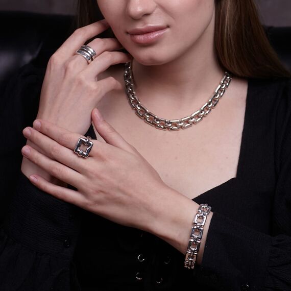 Серебряный браслет женский с квадратными звеньями UNOde50 Femme Fatale, Размер (мм): 165, изображение 3