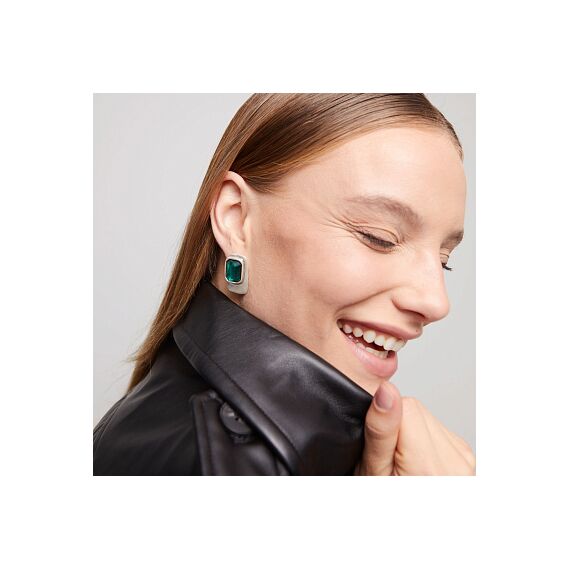 Серебряные серьги женские с кристаллами Сваровски UNOde50 Ser Magnetica, изображение 3