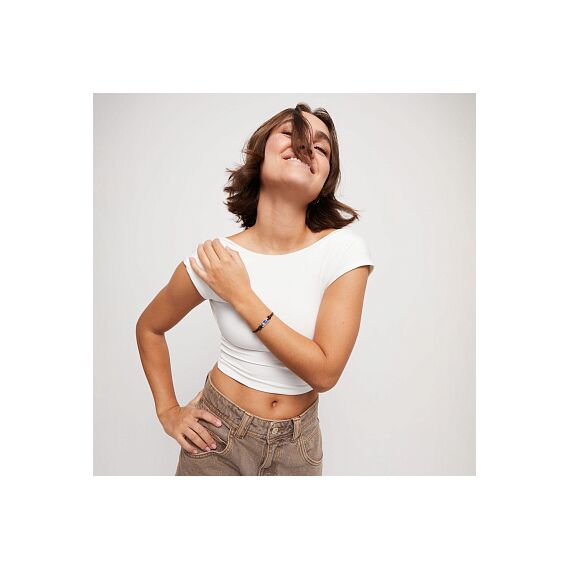 Серебряный браслет кожаный с кристаллом Сваровски UNOde50 Ser Magnetica, изображение 4