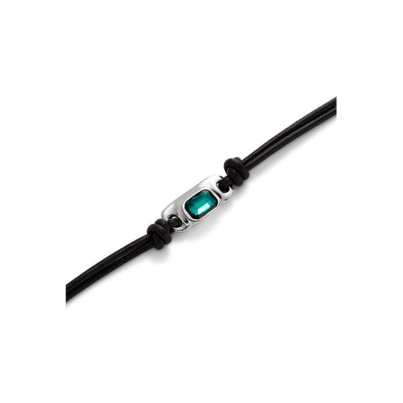 Серебряный браслет кожаный с кристаллом Сваровски UNOde50 Ser Magnetica, изображение 3