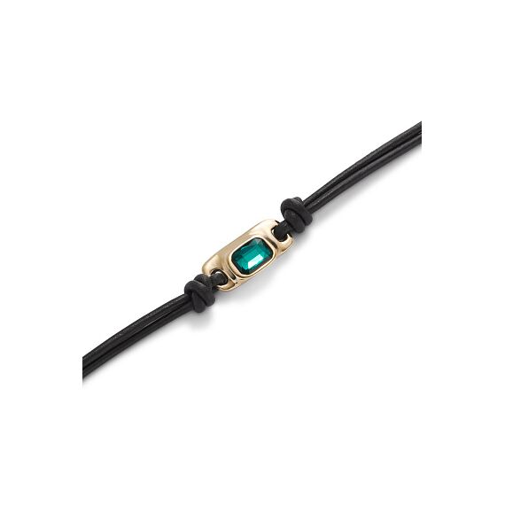 Золотой браслет кожаный с кристаллом Сваровски UNOde50 Ser Magnetica, изображение 3