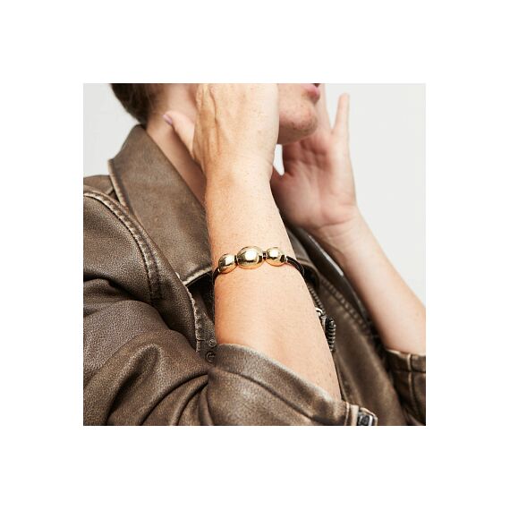 Золотой браслет из бусин с натуральной кожей UNOde50 Ser Intrepida, Размер (мм): 165, изображение 4