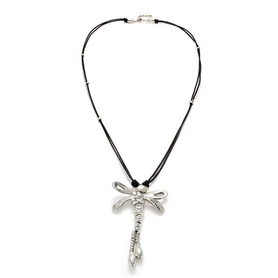 Серебряное ожерелье женское с натуральной кожей Стрекоза Ser Rebelde, изображение 2