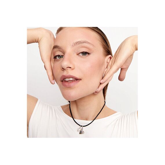 Кожаное ожерелье серебряное с подвеской и жемчугом UNOde50 Ser Unico, изображение 4