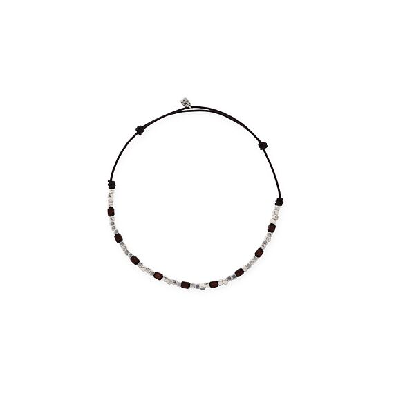 Кожаное ожерелье из бусин с серебром UNOde50 Ser Imparable