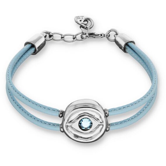 Кожаный браслет женский с серебром и цирконием UNOde50 Ser Intuitiva