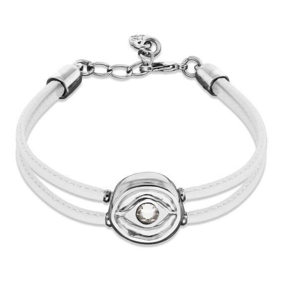 Кожаный браслет женский с серебром и цирконием UNOde50 Ser Intuitiva