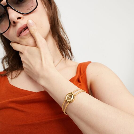 Кожаный браслет женский с золотом и цирконием UNOde50 Ser Intuitiva, изображение 5