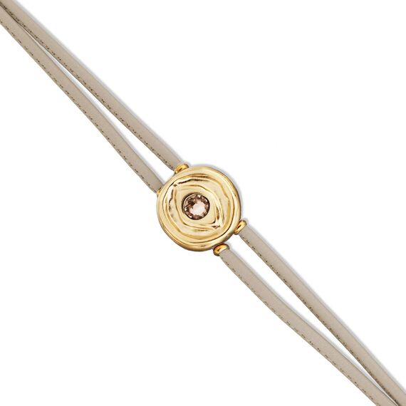 Кожаный браслет женский с золотом и цирконием UNOde50 Ser Intuitiva, изображение 3