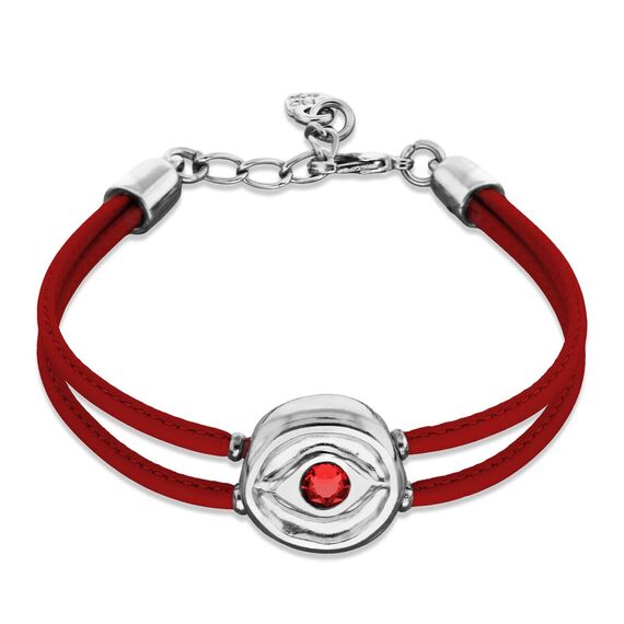 Кожаный браслет женский с серебром и цирконием UNOde50 Ser Intuitiva