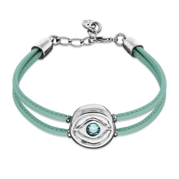 Кожаный браслет женский с серебром и цирконием UNOde50 Ser Intuitiva