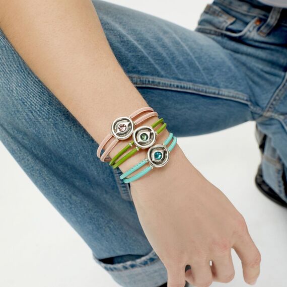 Кожаный браслет женский с серебром и цирконием UNOde50 Ser Intuitiva, изображение 5