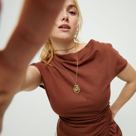 Золотое ожерелье женское с цирконием Глаз UNOde50 Ser Intuitiva, изображение 5