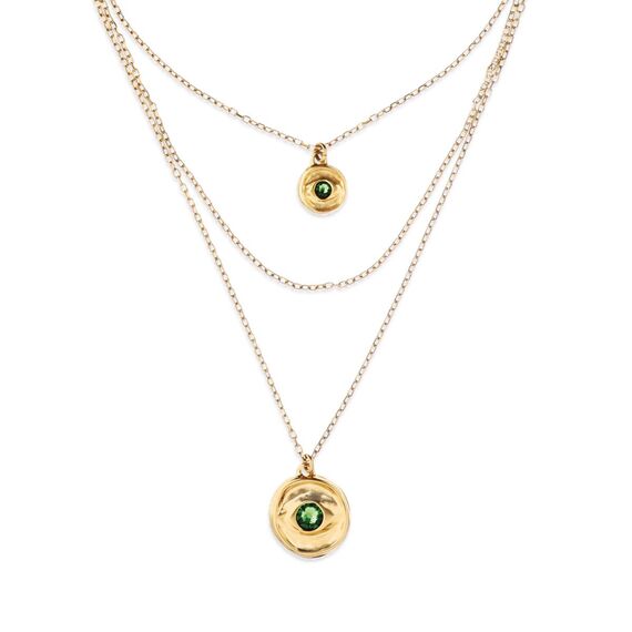 Золотое двойное ожерелье женское с цирконием Глаз UNOde50 Ser Intuitiva, изображение 3