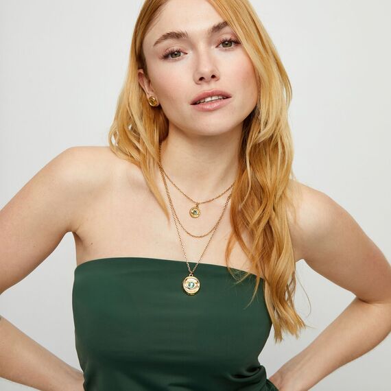 Золотое двойное ожерелье женское с цирконием Глаз UNOde50 Ser Intuitiva, изображение 4