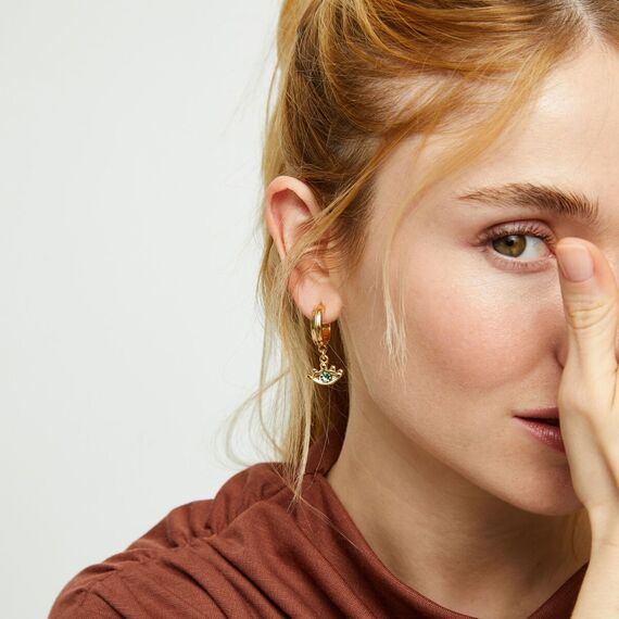 Золотые серьги женские с цирконием Глаз UNOde50 Ser Intuitiva, изображение 4