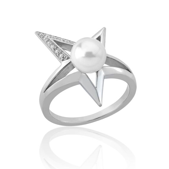 Кольцо с органическим жемчугом и фианитами Majorica Rock Star, Размер (мм): 17,5