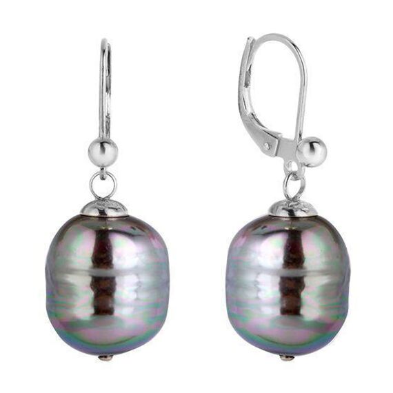 Серебряные серьги с барочным жемчугом серые Majorica Baroque