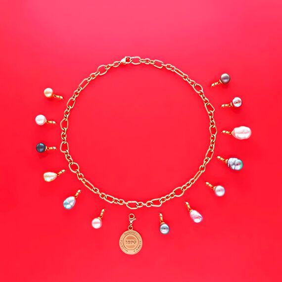 Золотое колье женское Majorica Chains, изображение 5