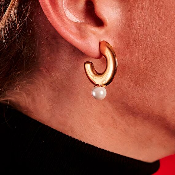 Золотые серьги с жемчугом Majorica Juno, изображение 3