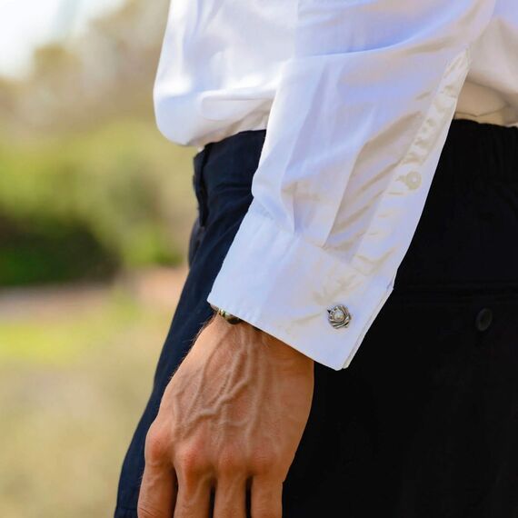 Запонки серебряные с жемчугом мабэ Majorica Le club, изображение 2