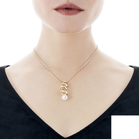 Золотое колье с подвеской из органического жемчуга Majorica Cotillon, изображение 2